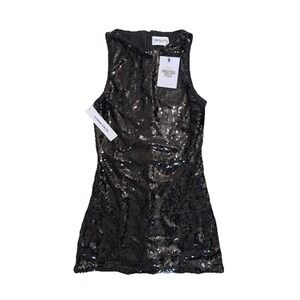 Princess Polly Yumiko Lil Black Sequin Mini Dress Bodycon Under Short Size 6 NWT